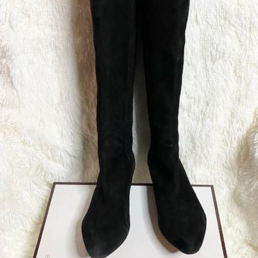 Coach Black Suede Kitten Heel Boots